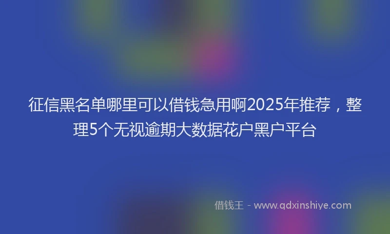 征信黑名单哪里可以借钱急用啊2025年推荐，整理5个无视逾期大数据花户黑户平台