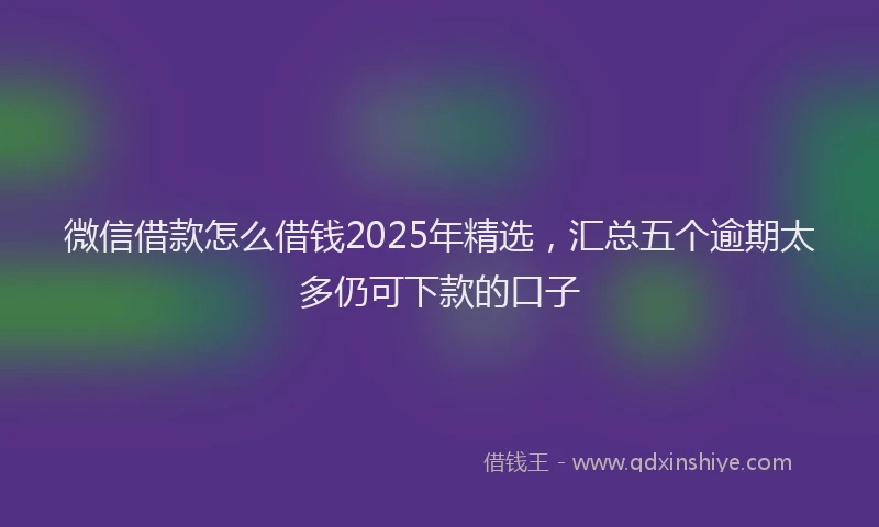 微信借款怎么借钱2025年精选，汇总五个逾期太多仍可下款的口子