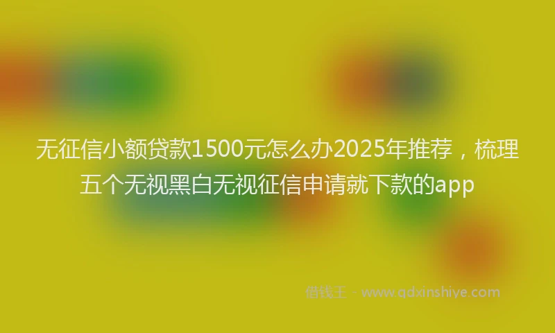 无征信小额贷款1500元怎么办2025年推荐，梳理五个无视黑白无视征信申请就下款的app