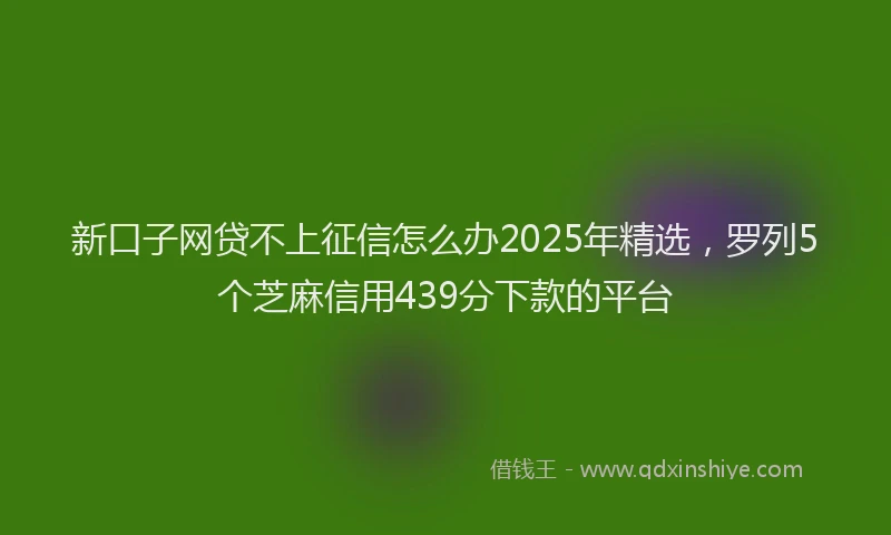 新口子网贷不上征信怎么办2025年精选，罗列5个芝麻信用439分下款的平台