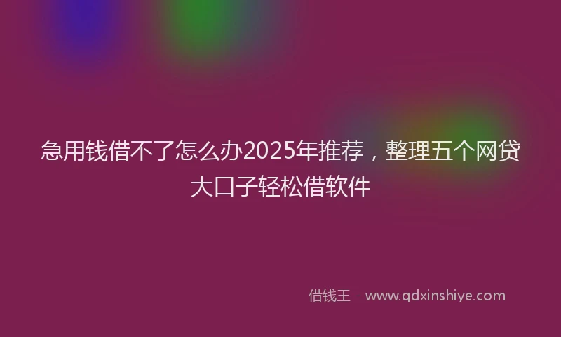 急用钱借不了怎么办2025年推荐，整理五个网贷大口子轻松借软件