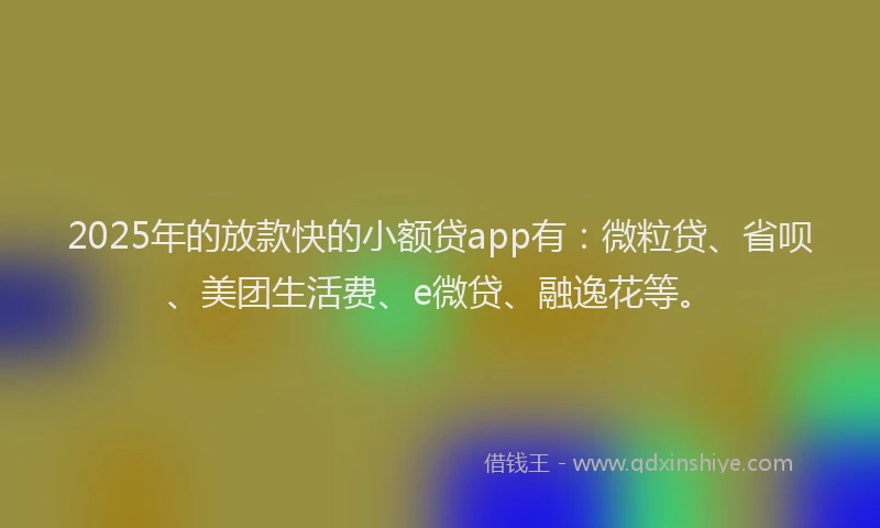 2025年的放款快的小额贷app有：微粒贷、省呗、美团生活费、e微贷、融逸花等。