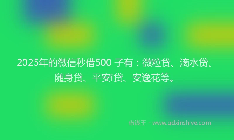 2025年的微信秒借500 子有：微粒贷、滴水贷、随身贷、平安i贷、安逸花等。