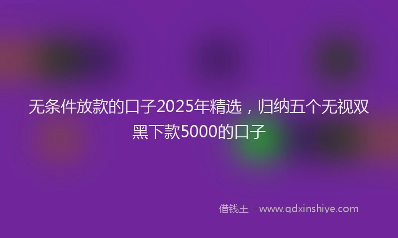 无条件放款的口子2025年精选，归纳五个无视双黑下款5000的口子