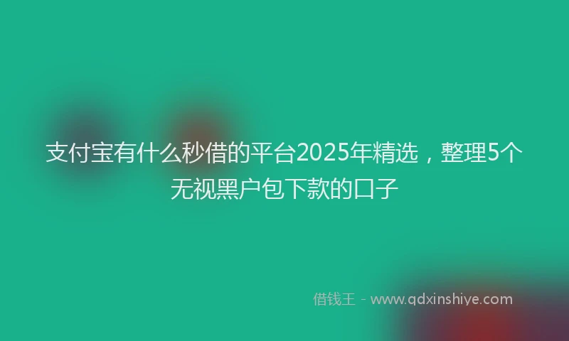 支付宝有什么秒借的平台2025年精选，整理5个无视黑户包下款的口子