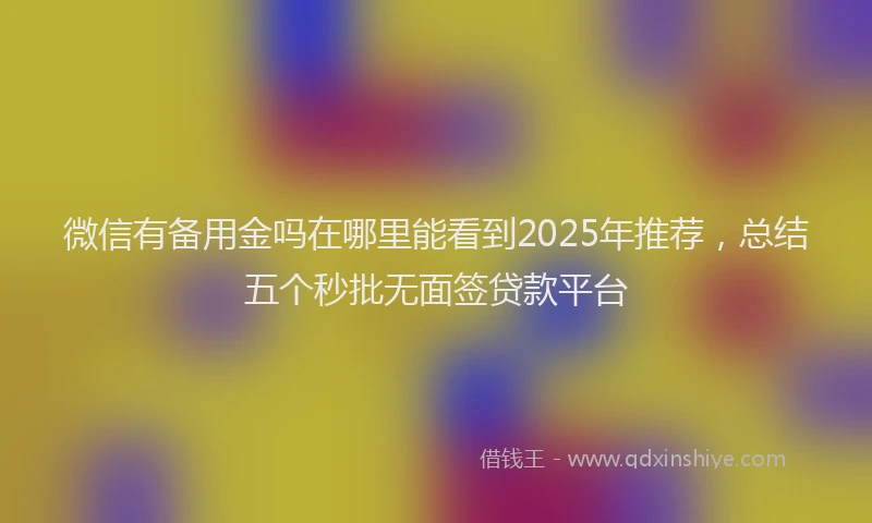 微信有备用金吗在哪里能看到2025年推荐，总结五个秒批无面签贷款平台