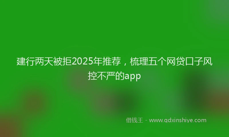 建行两天被拒2025年推荐，梳理五个网贷口子风控不严的app