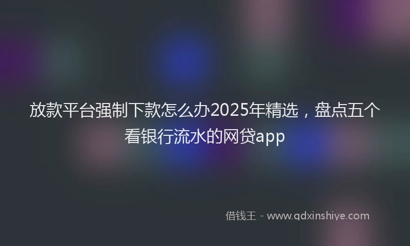 放款平台强制下款怎么办2025年精选，盘点五个看银行流水的网贷app