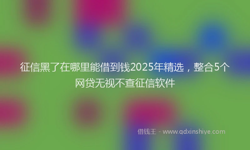 征信黑了在哪里能借到钱2025年精选，整合5个网贷无视不查征信软件