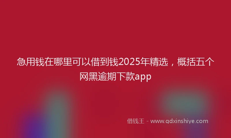 急用钱在哪里可以借到钱2025年精选，概括五个网黑逾期下款app