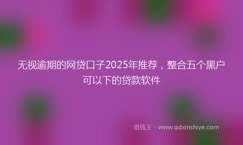 无视逾期的网贷口子2025年推荐，整合五个黑户可以下的贷款软件