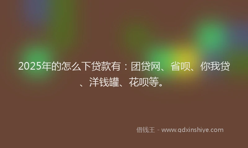 2025年的怎么下贷款有：团贷网、省呗、你我贷、洋钱罐、花呗等。
