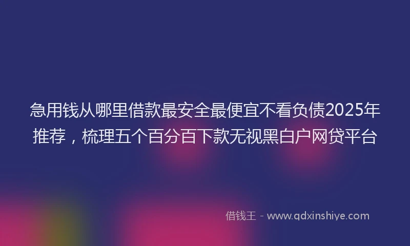 急用钱从哪里借款最安全最便宜不看负债2025年推荐，梳理五个百分百下款无视黑白户网贷平台
