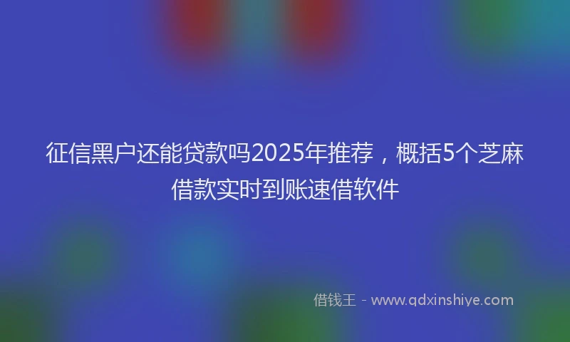 征信黑户还能贷款吗2025年推荐，概括5个芝麻借款实时到账速借软件