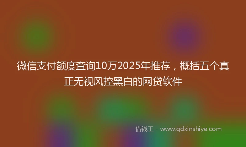 微信支付额度查询10万2025年推荐，概括五个真正无视风控黑白的网贷软件