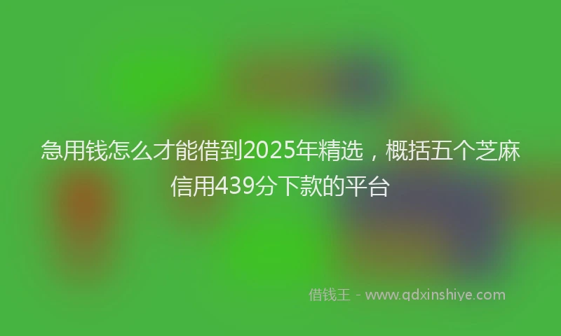 急用钱怎么才能借到2025年精选，概括五个芝麻信用439分下款的平台