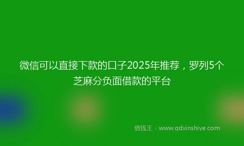 微信可以直接下款的口子2025年推荐，罗列5个芝麻分负面借款的平台