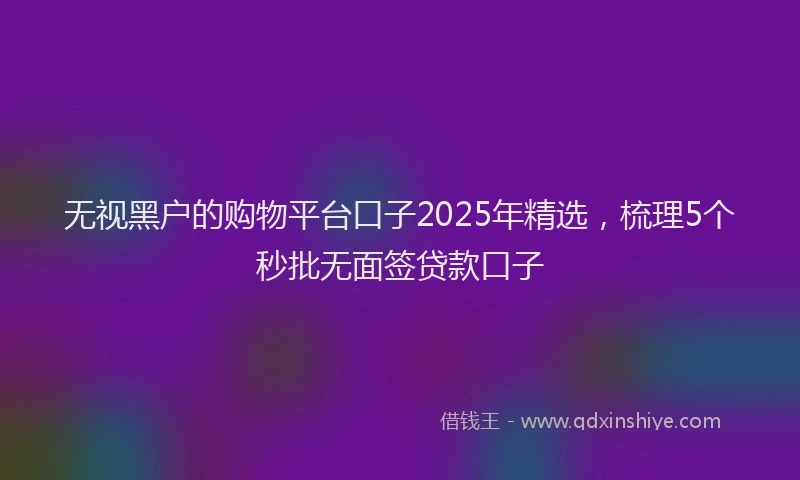 无视黑户的购物平台口子2025年精选，梳理5个秒批无面签贷款口子