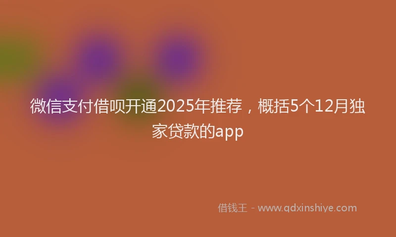 微信支付借呗开通2025年推荐，概括5个12月独家贷款的app