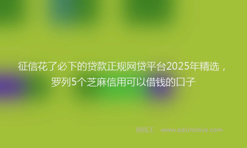 征信花了必下的贷款正规网贷平台2025年精选，罗列5个芝麻信用可以借钱的口子