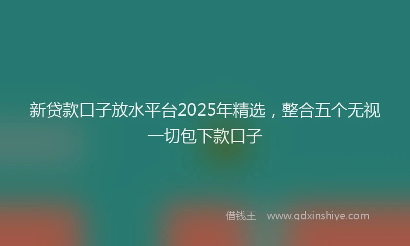 新贷款口子放水平台2025年精选，整合五个无视一切包下款口子