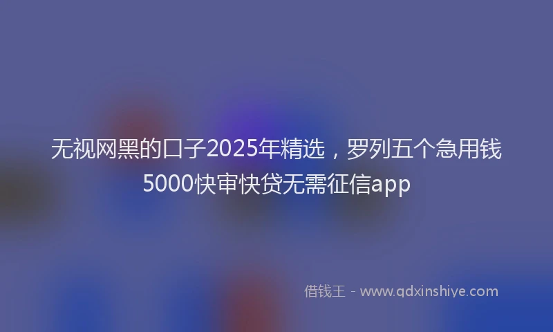 无视网黑的口子2025年精选，罗列五个急用钱5000快审快贷无需征信app