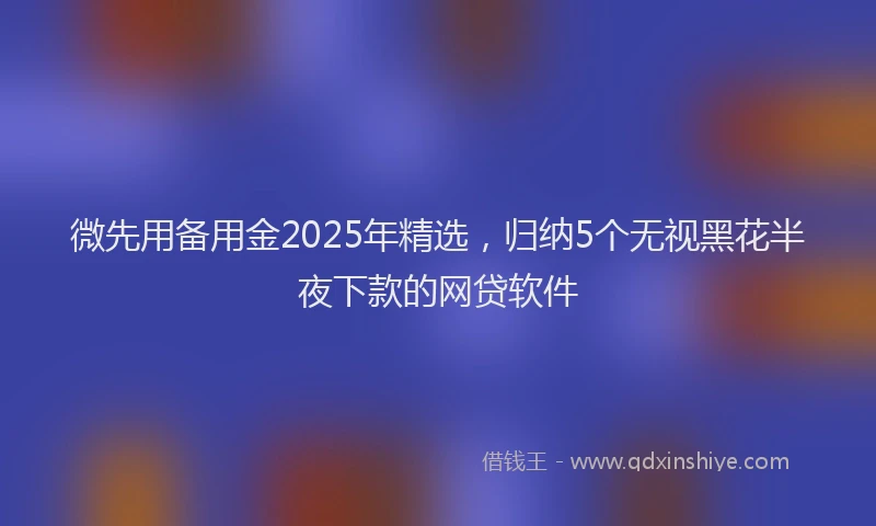 微先用备用金2025年精选，归纳5个无视黑花半夜下款的网贷软件