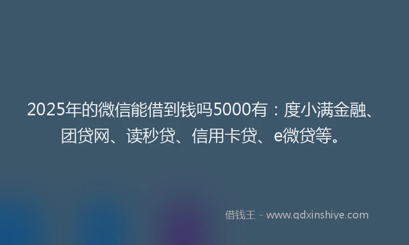 2025年的微信能借到钱吗5000有：度小满金融、团贷网、读秒贷、信用卡贷、e微贷等。