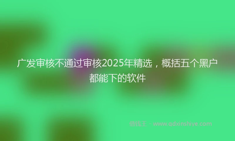广发审核不通过审核2025年精选，概括五个黑户都能下的软件