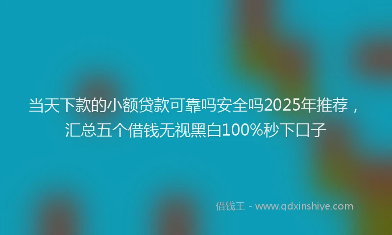 当天下款的小额贷款可靠吗安全吗2025年推荐，汇总五个借钱无视黑白100%秒下口子
