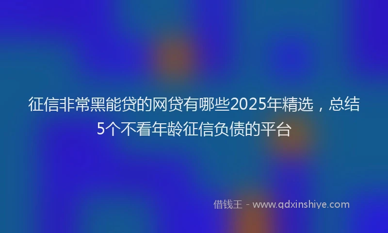 征信非常黑能贷的网贷有哪些2025年精选，总结5个不看年龄征信负债的平台
