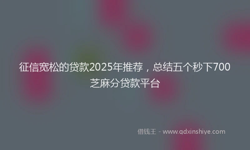 征信宽松的贷款2025年推荐，总结五个秒下700芝麻分贷款平台