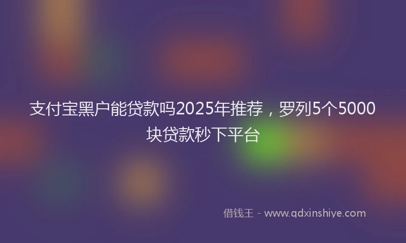 支付宝黑户能贷款吗2025年推荐，罗列5个5000块贷款秒下平台