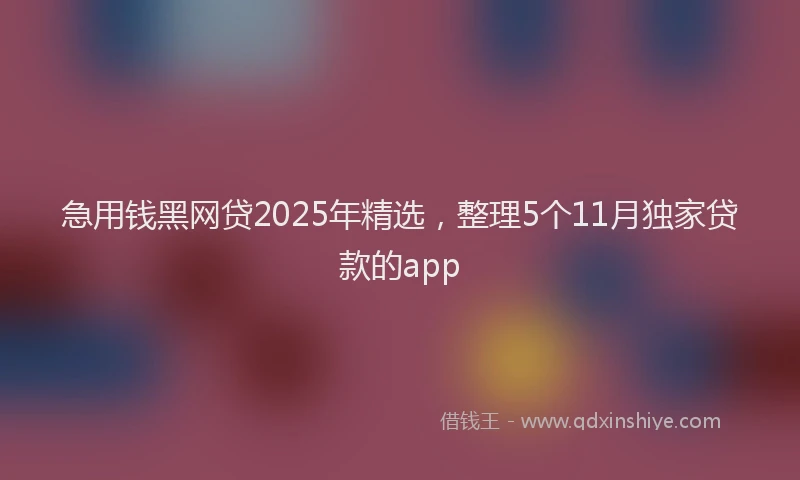 急用钱黑网贷2025年精选，整理5个11月独家贷款的app