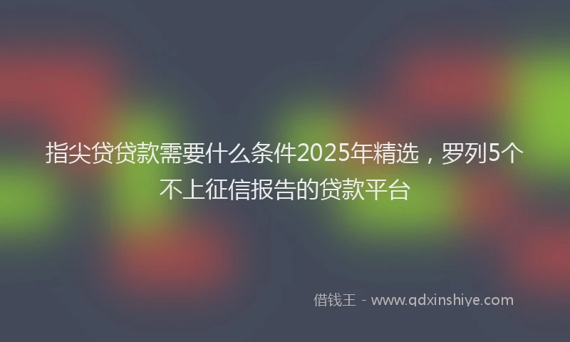 指尖贷贷款需要什么条件2025年精选，罗列5个不上征信报告的贷款平台