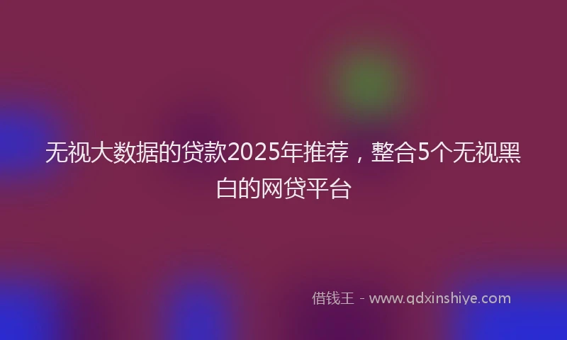 无视大数据的贷款2025年推荐，整合5个无视黑白的网贷平台
