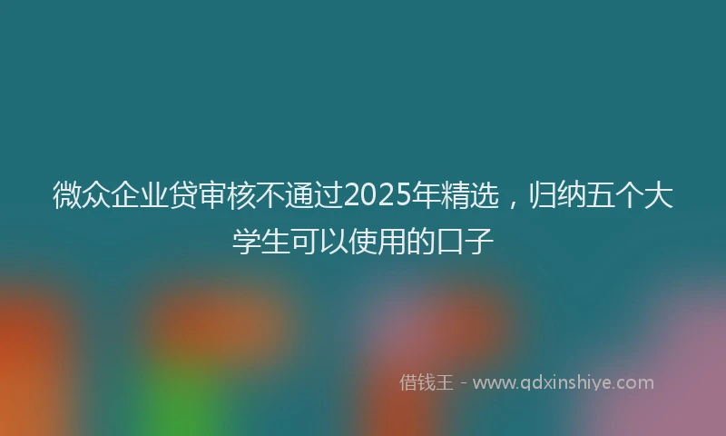 微众企业贷审核不通过2025年精选，归纳五个大学生可以使用的口子