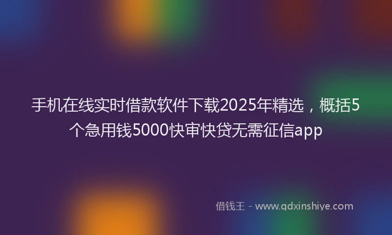 手机在线实时借款软件下载2025年精选，概括5个急用钱5000快审快贷无需征信app