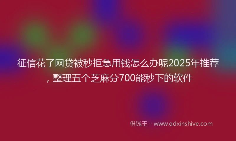 征信花了网贷被秒拒急用钱怎么办呢2025年推荐，整理五个芝麻分700能秒下的软件