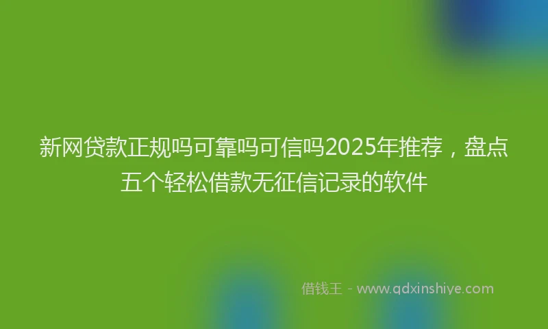新网贷款正规吗可靠吗可信吗2025年推荐，盘点五个轻松借款无征信记录的软件