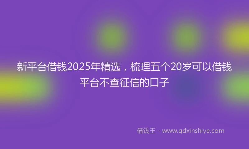 新平台借钱2025年精选，梳理五个20岁可以借钱平台不查征信的口子