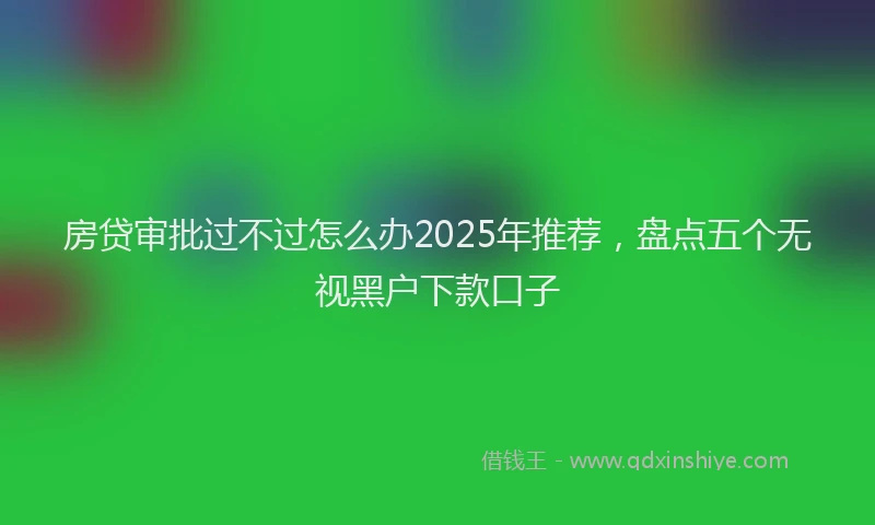 房贷审批过不过怎么办2025年推荐，盘点五个无视黑户下款口子