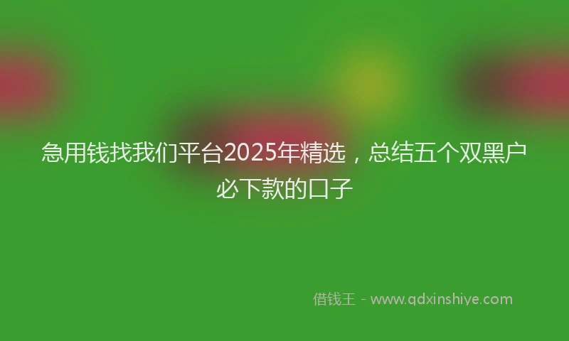 急用钱找我们平台2025年精选，总结五个双黑户必下款的口子