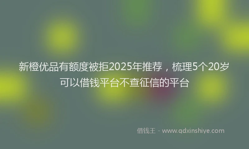 新橙优品有额度被拒2025年推荐，梳理5个20岁可以借钱平台不查征信的平台
