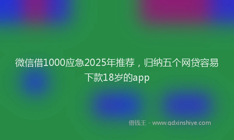 微信借1000应急2025年推荐，归纳五个网贷容易下款18岁的app