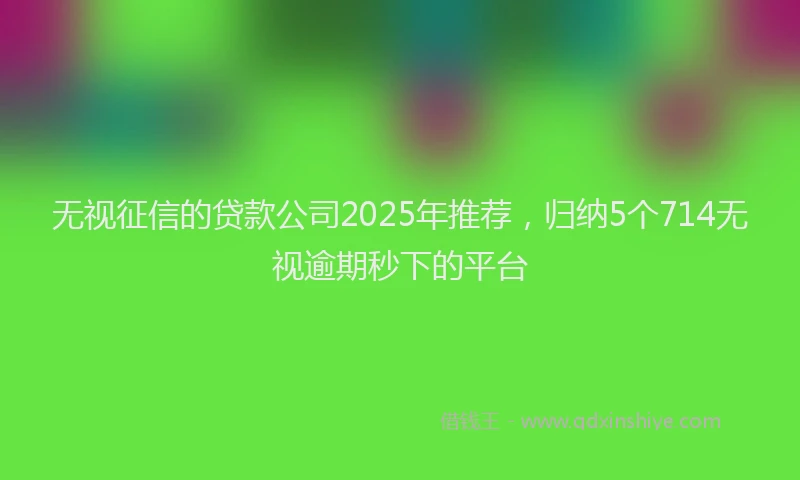 无视征信的贷款公司2025年推荐，归纳5个714无视逾期秒下的平台