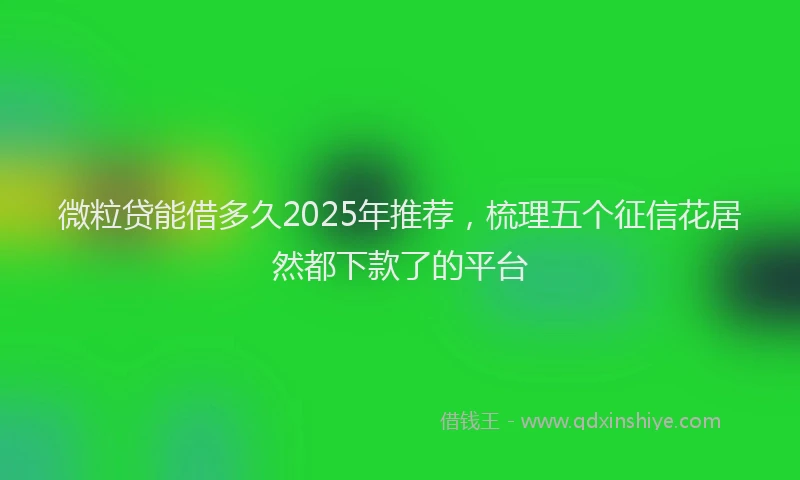 微粒贷能借多久2025年推荐，梳理五个征信花居然都下款了的平台