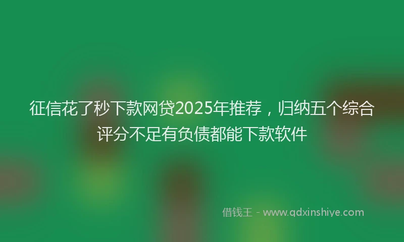 征信花了秒下款网贷2025年推荐，归纳五个综合评分不足有负债都能下款软件