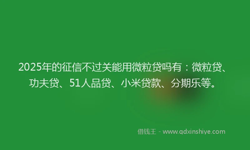 2025年的征信不过关能用微粒贷吗有：微粒贷、功夫贷、51人品贷、小米贷款、分期乐等。