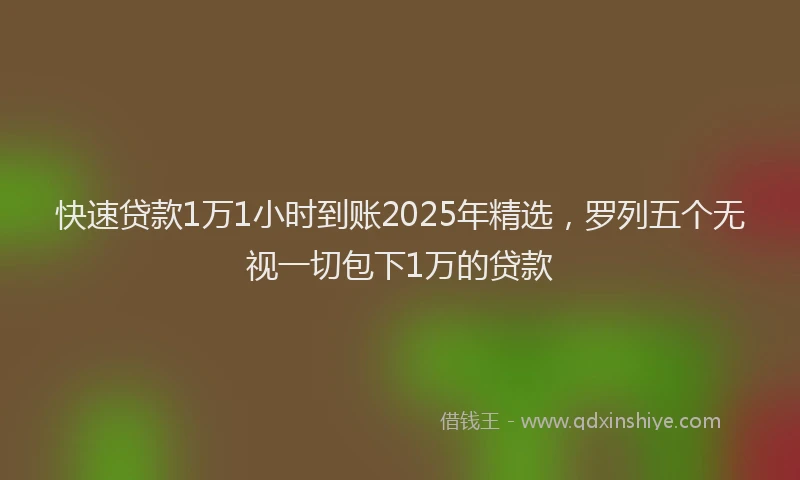 快速贷款1万1小时到账2025年精选，罗列五个无视一切包下1万的贷款